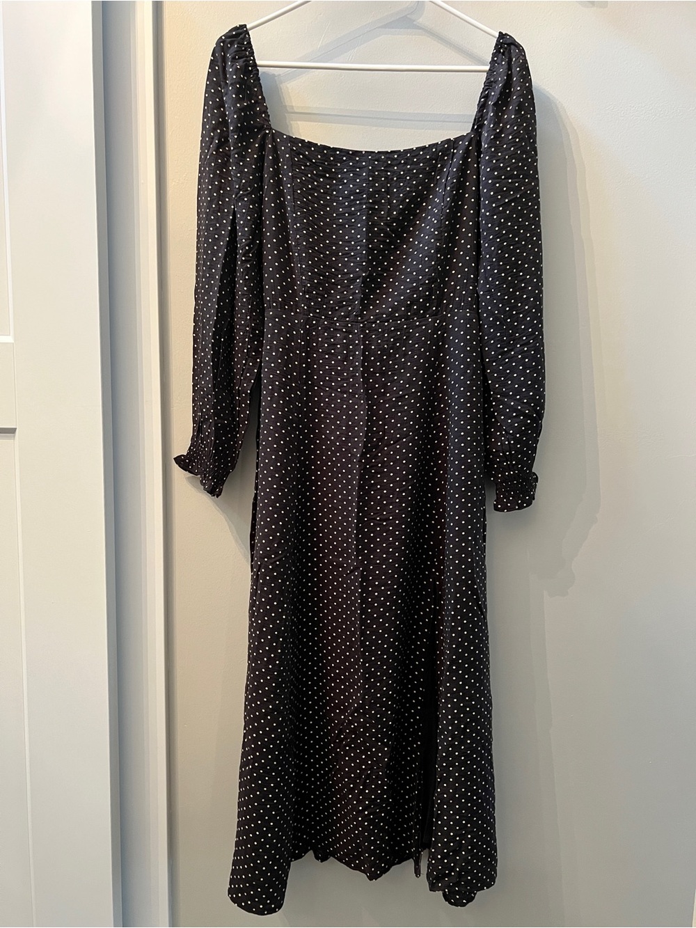 Petal & Pup Brown Polka Dot Midi Dress with Square Neck